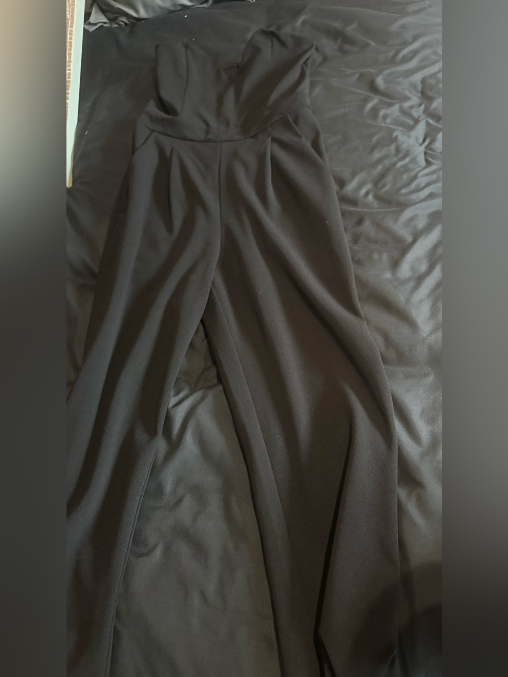 Express Black Strapless Wide-Leg Jumpsuit
